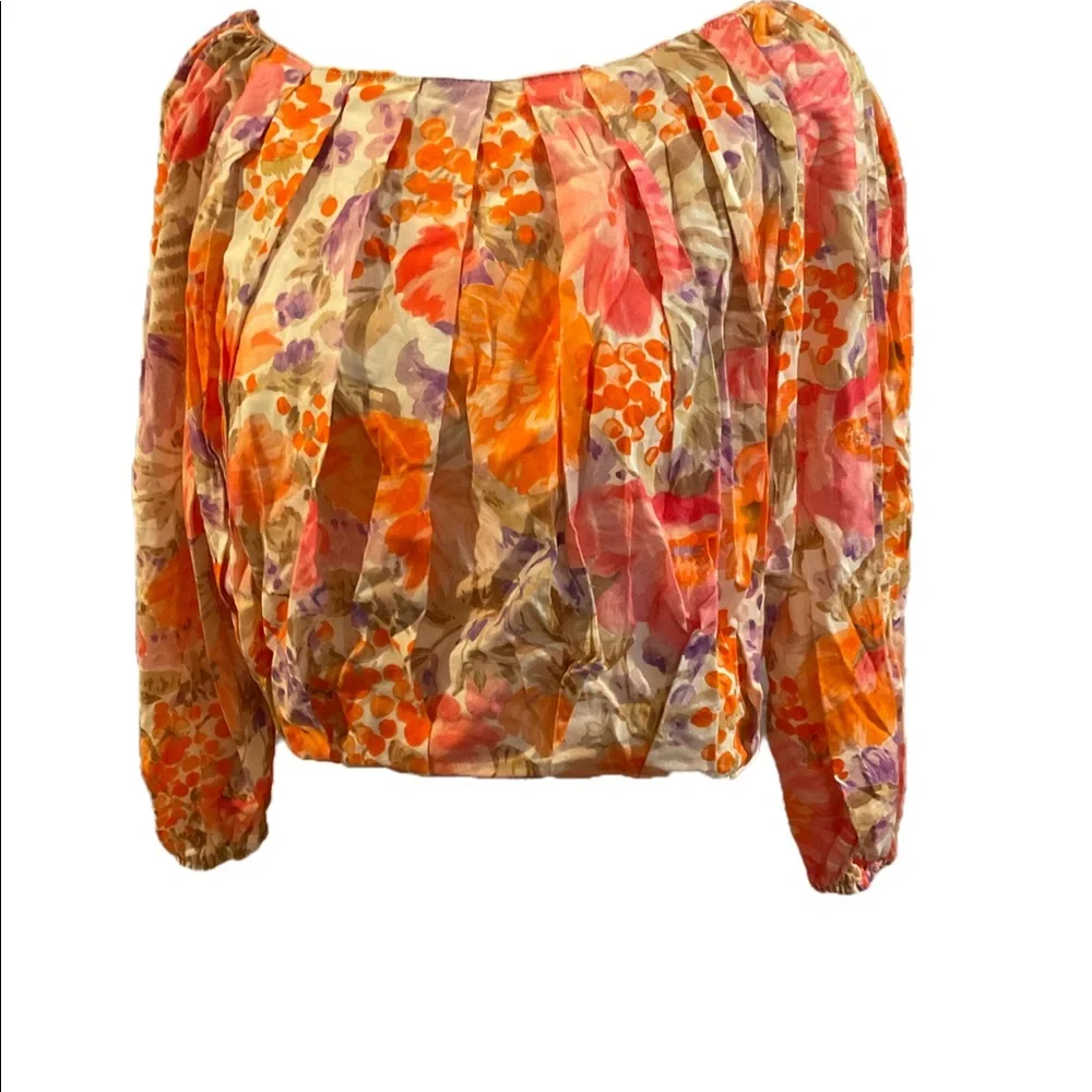 “ZARA” ORANGE FLORAL Crop Top. - Picture 1 of 15